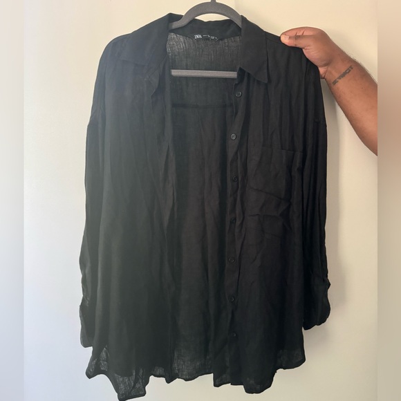 ♥️ SOLD ♥️ Zara Linen Shirt - Picture 4 of 5